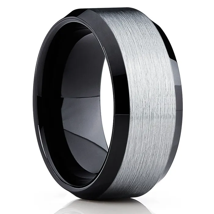Clean Casting Jewelry Rings Black Tungsten Ring Black Wedding Ring Silver Wedding Ring Black Tungsten Ring