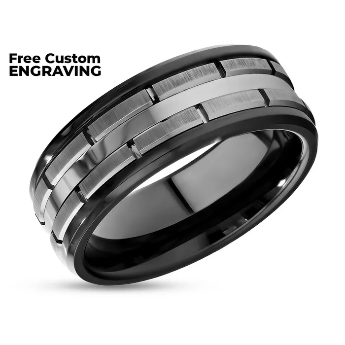 Clean Casting Jewelry Rings Black Tungsten Ring Mens Wedding Band Ceramic Wedding Ring Groove Ring