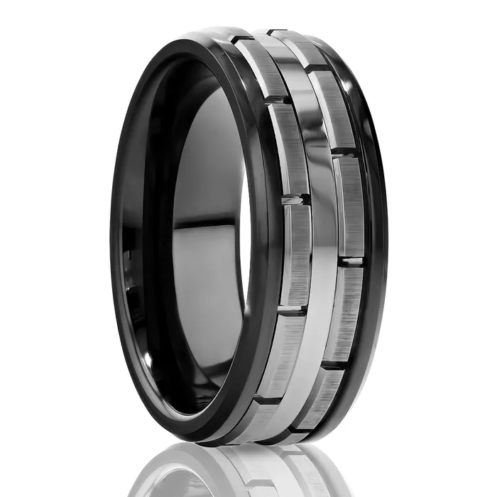 Clean Casting Jewelry Rings Black Tungsten Ring Mens Wedding Band Ceramic Wedding Ring Groove Ring