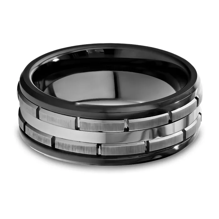 Clean Casting Jewelry Rings Black Tungsten Ring Mens Wedding Band Ceramic Wedding Ring Groove Ring