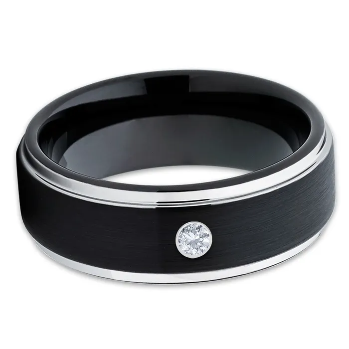 Clean Casting Jewelry Rings Black Wedding Ring Diamond Wedding Ring Tungsten Wedding Ring Diamond Ring