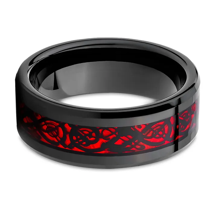 Clean Casting Jewelry Rings Dragon Wedding Ring Red Dragon Ring Tungsten Wedding Ring Black Tungsten Ring