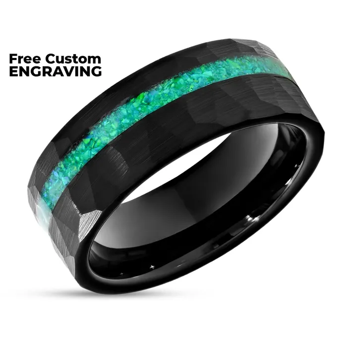 Clean Casting Jewelry Rings Galaxy Opal Wedding Ring Black Turquoise Ring 8mm Galaxy Ring Unisex Ring