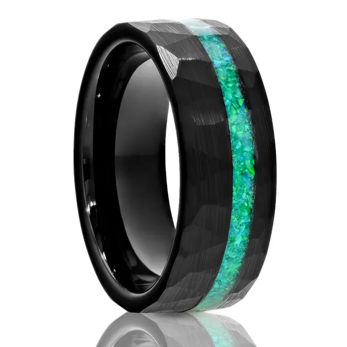 Clean Casting Jewelry Rings Galaxy Opal Wedding Ring Black Turquoise Ring 8mm Galaxy Ring Unisex Ring
