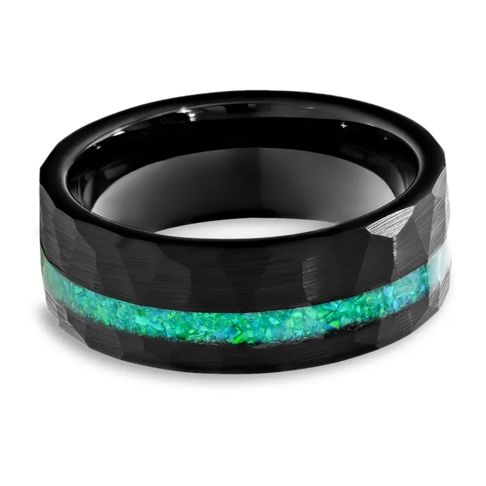 Clean Casting Jewelry Rings Galaxy Opal Wedding Ring Black Turquoise Ring 8mm Galaxy Ring Unisex Ring