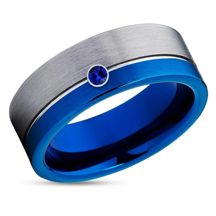 Clean Casting Jewelry Rings Mens Tungsten Ring Gray Tungsten Ring 8mm Wedding Ring Blue Sapphire Ring Clean Casting Jewelry Rings Mens Tungsten Ring Gray Tungsten Ring 8mm Wedding Ring Blue Sapphire Ring