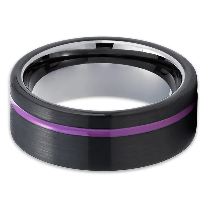 Clean Casting Jewelry Rings Purple Tungsten Wedding Ring Black Tungsten Ring Gunmetal Tungsten Ring Purple Ring