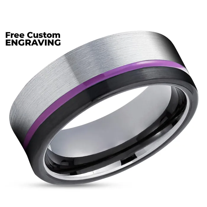 Clean Casting Jewelry Rings Purple Wedding Ring Gunmetal Tungsten Ring Black Wedding Ring Gunmetal Ring
