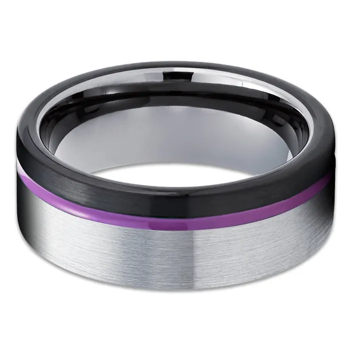 Clean Casting Jewelry Rings Purple Wedding Ring Gunmetal Tungsten Ring Black Wedding Ring Gunmetal Ring