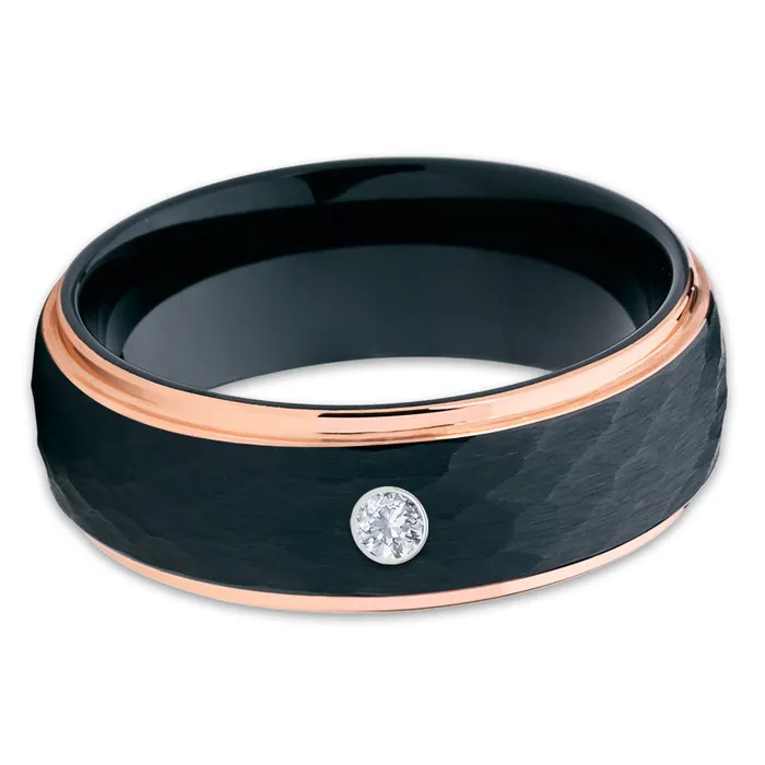 Clean Casting Jewelry Rings Rose Gold Tungsten Wedding Band Black Wedding Ring Tungsten Wedding Ring Rose Gold