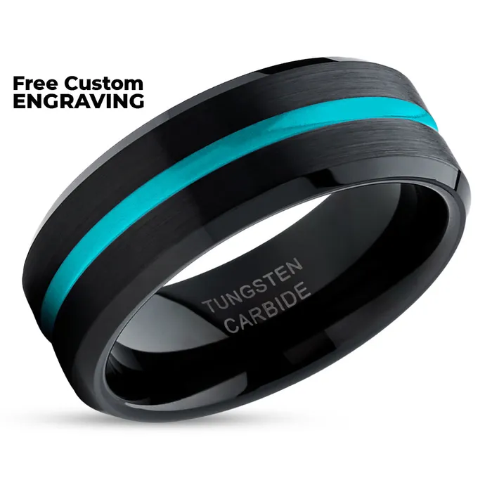 Clean Casting Jewelry Rings Turquoise Wedding Ring Black Tungsten Ring Tungsten Wedding Band Black Ring