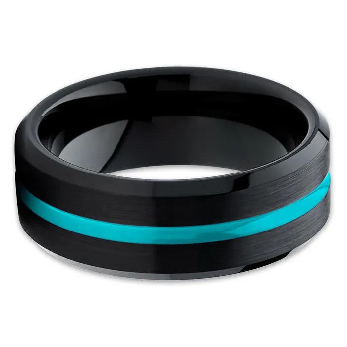 Clean Casting Jewelry Rings Turquoise Wedding Ring Black Tungsten Ring Tungsten Wedding Band Black Ring