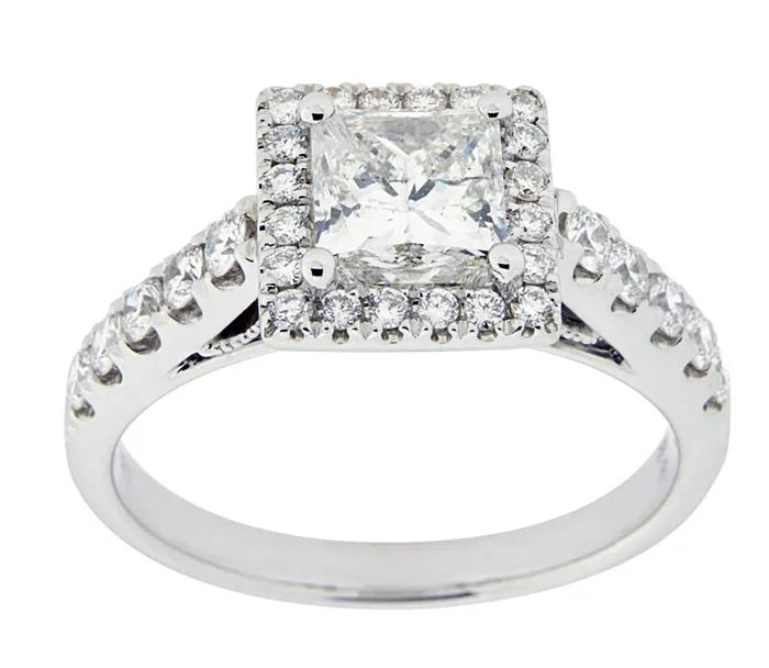 Complete Rings White Gold with 89 CTW Princess Diamond Diamond Center Stone Halo Engagement Ring International Diamond Center Rings Complete Rings White Gold with 89 CTW Princess Diamond Diamond Center Stone Halo Engagement Ring International Diamond Center Rings