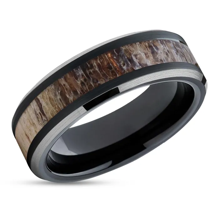 Deer Antler Wedding Ring Black Deer Antler Wedding Band Tungsten Ring Clean Casting Jewelry Rings Deer Antler Wedding Ring Black Deer Antler Wedding Band Tungsten Ring Clean Casting Jewelry Rings