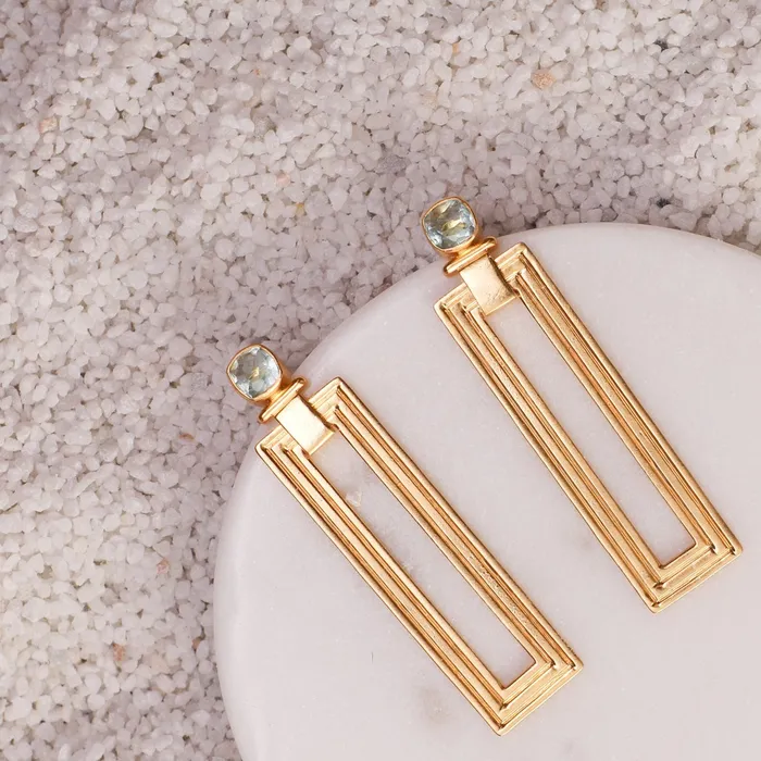 Earrings Dune Rectangular Silver Drop Earrings SILVER