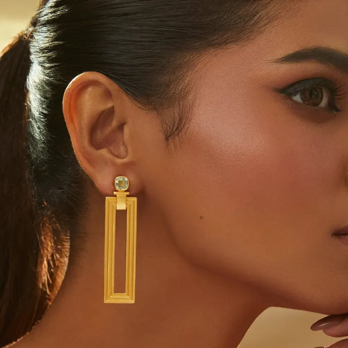 Earrings Dune Rectangular Silver Drop Earrings SILVER