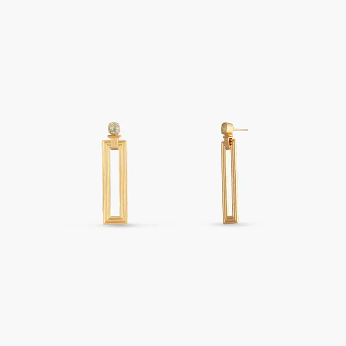 Earrings Dune Rectangular Silver Drop Earrings SILVER