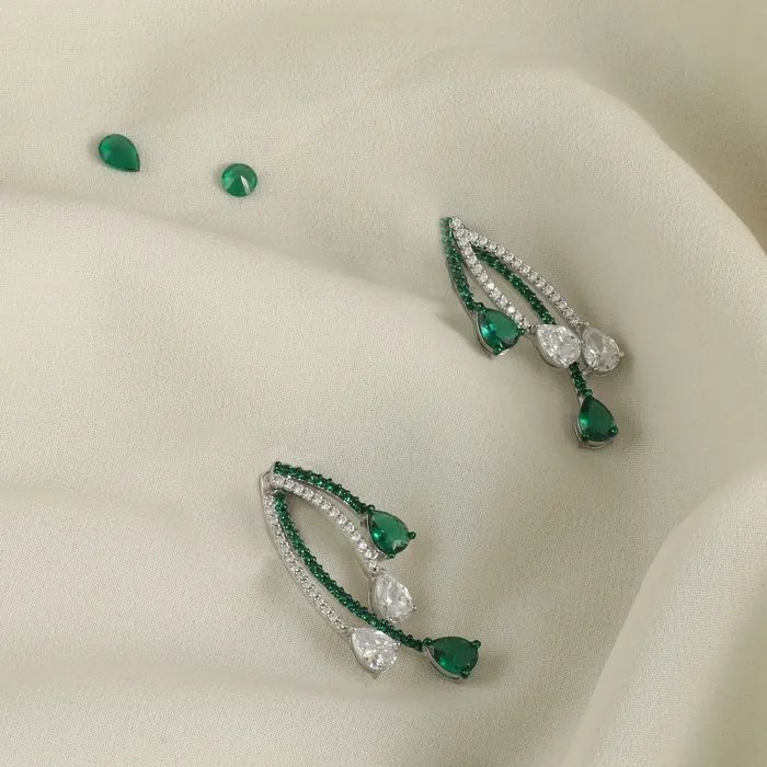 Earrings Emeraude Radiant Silver Jacket Earrings SILVER