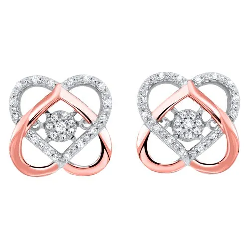 Earrings Gems One Loves Crossing Rose and White Gold Diamond Earrings