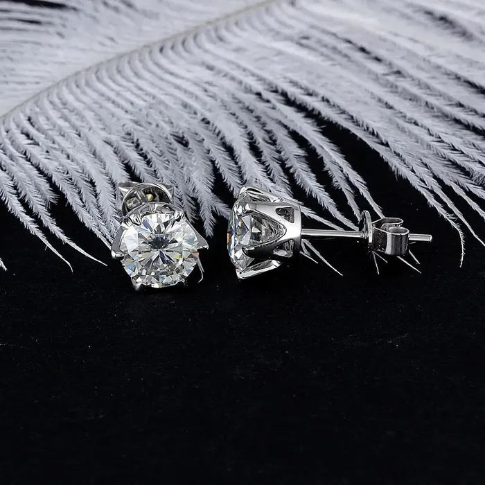 Earrings Luxus Moissanite Rings Jewelry 14k White Gold Moissanite Stud Earrings Set 2ctw