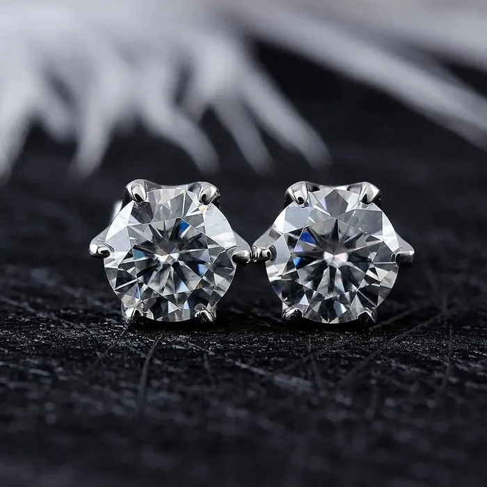 Earrings Luxus Moissanite Rings Jewelry 14k White Gold Moissanite Stud Earrings Set 2ctw