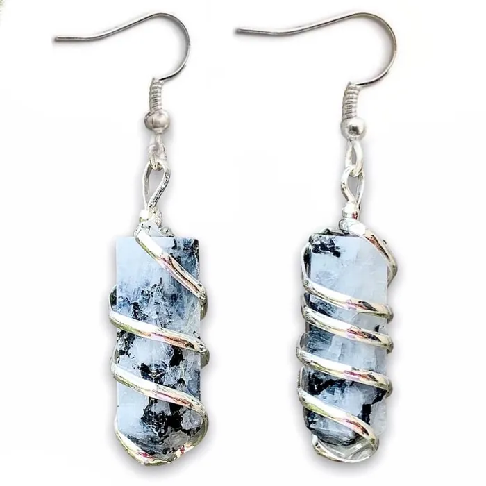 Earrings Magic Crystals Gemstone Spiral Wrapped Earrings