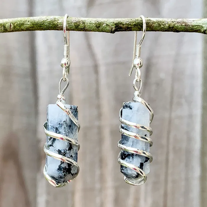 Earrings Magic Crystals Gemstone Spiral Wrapped Earrings
