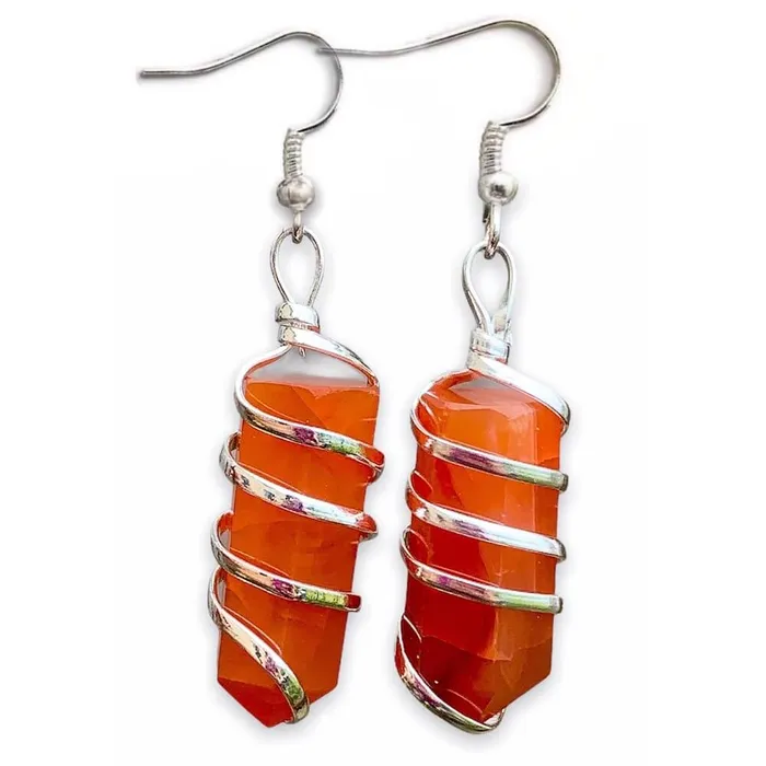 Earrings Magic Crystals Gemstone Spiral Wrapped Earrings
