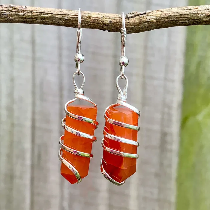 Earrings Magic Crystals Gemstone Spiral Wrapped Earrings