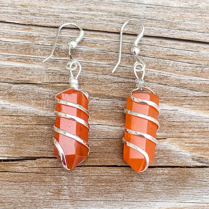 Earrings Magic Crystals Gemstone Spiral Wrapped Earrings