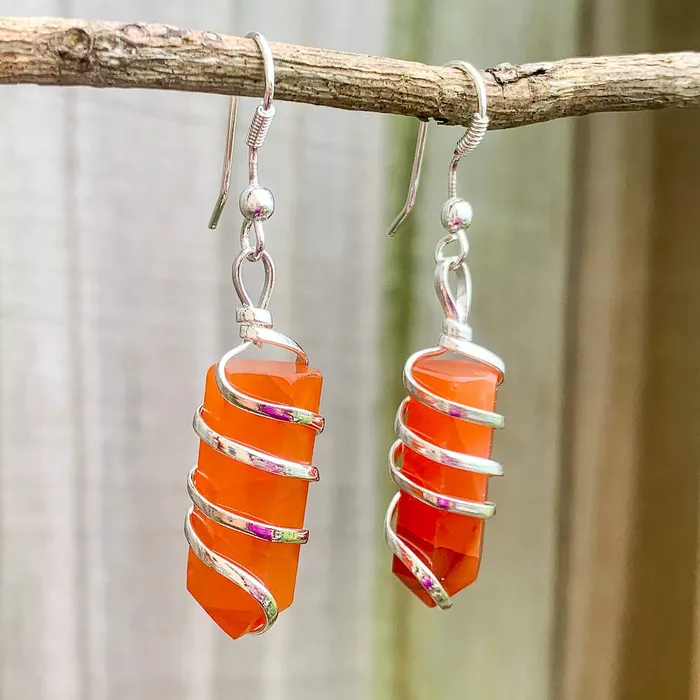 Earrings Magic Crystals Gemstone Spiral Wrapped Earrings