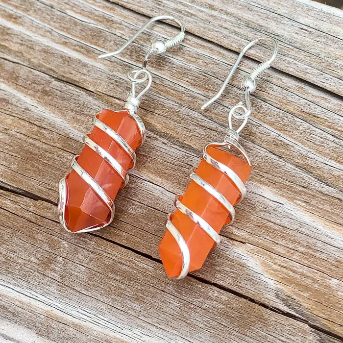 Earrings Magic Crystals Gemstone Spiral Wrapped Earrings
