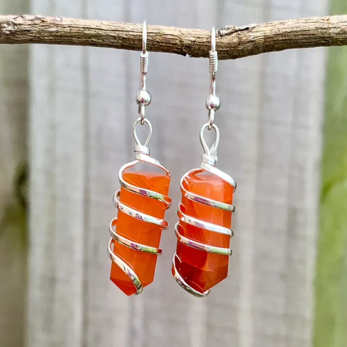 Earrings Magic Crystals Gemstone Spiral Wrapped Earrings