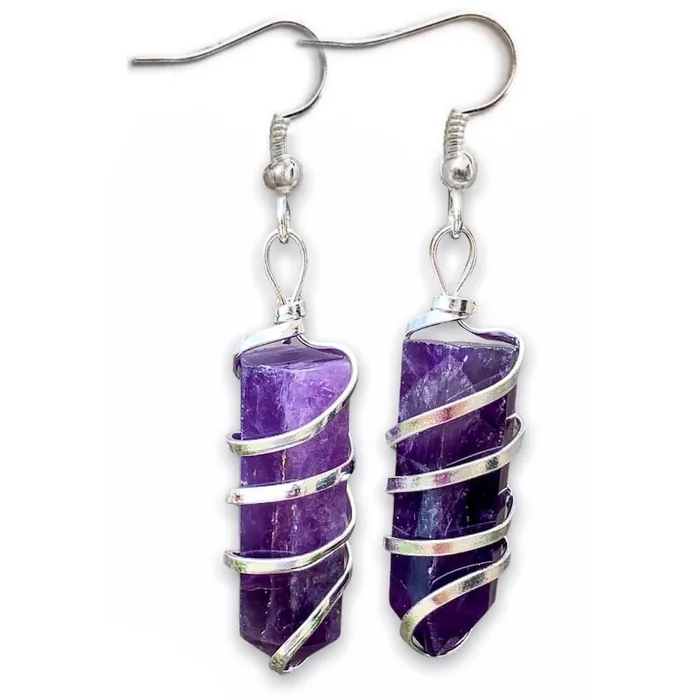 Earrings Magic Crystals Gemstone Spiral Wrapped Earrings