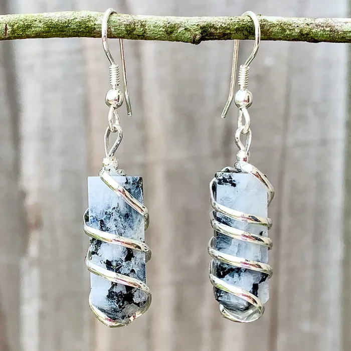Earrings Magic Crystals Gemstone Spiral Wrapped Earrings