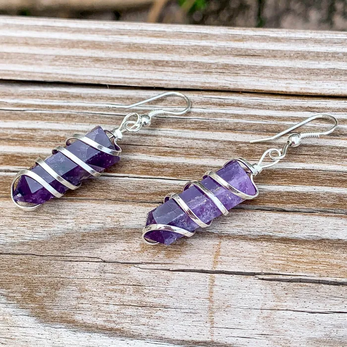 Earrings Magic Crystals Gemstone Spiral Wrapped Earrings