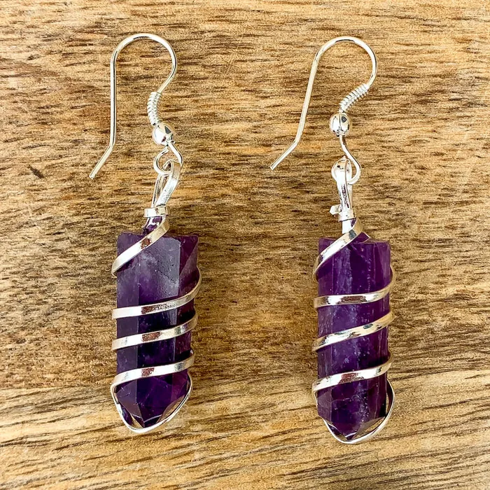 Earrings Magic Crystals Gemstone Spiral Wrapped Earrings