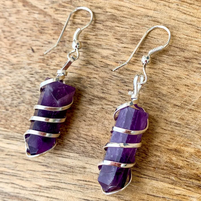 Earrings Magic Crystals Gemstone Spiral Wrapped Earrings