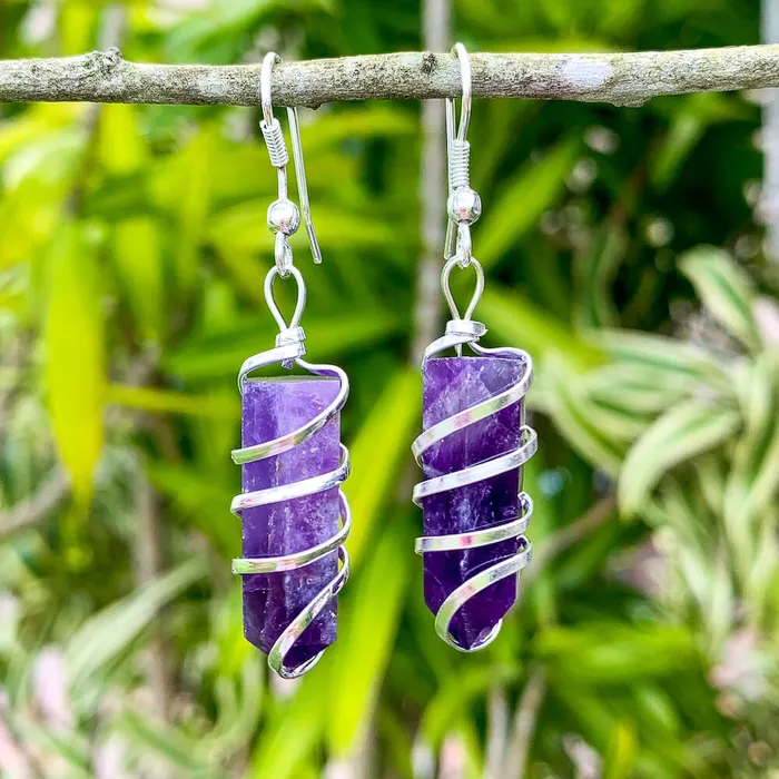 Earrings Magic Crystals Gemstone Spiral Wrapped Earrings