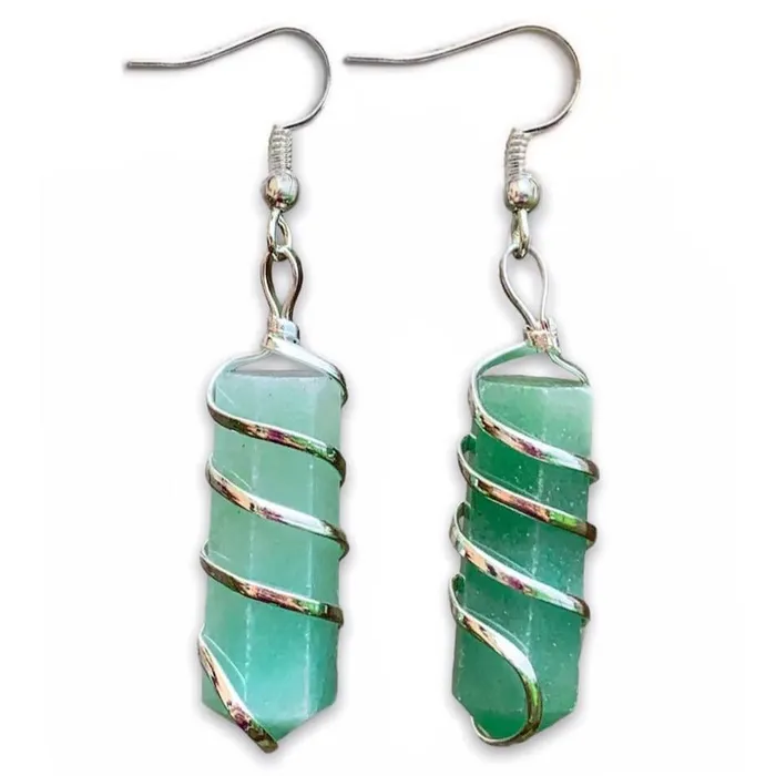Earrings Magic Crystals Gemstone Spiral Wrapped Earrings