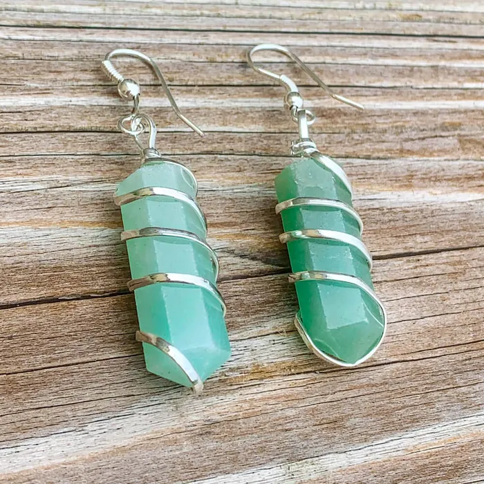 Earrings Magic Crystals Gemstone Spiral Wrapped Earrings