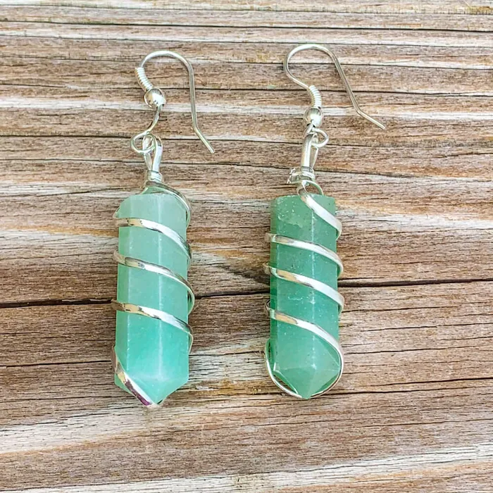 Earrings Magic Crystals Gemstone Spiral Wrapped Earrings