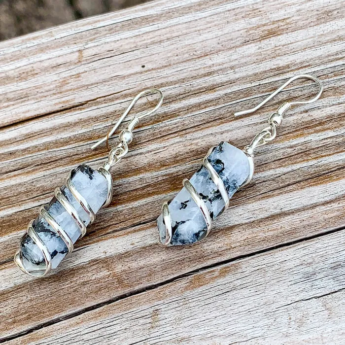 Earrings Magic Crystals Gemstone Spiral Wrapped Earrings