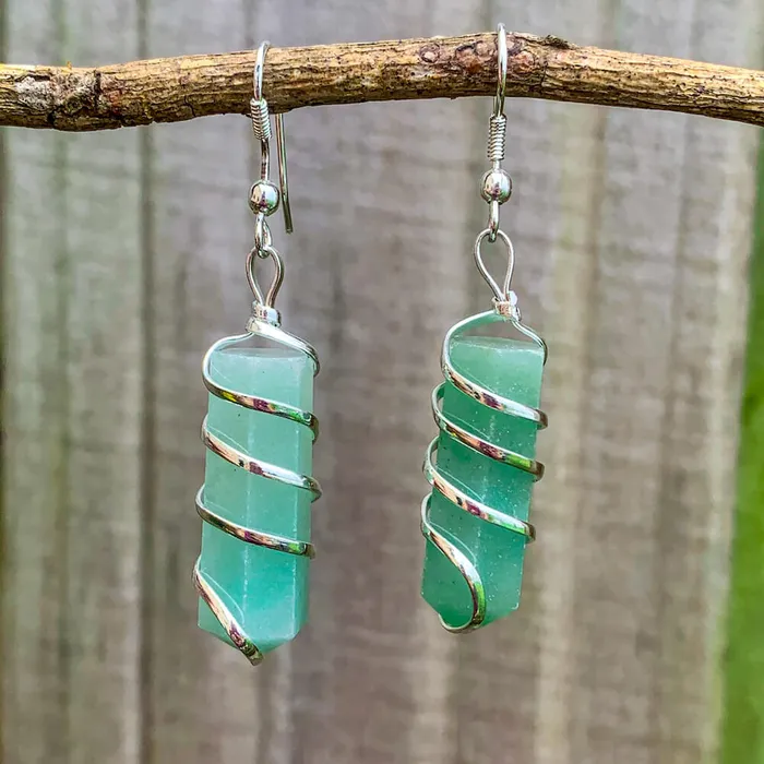 Earrings Magic Crystals Gemstone Spiral Wrapped Earrings