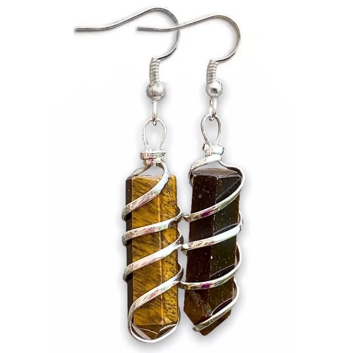 Earrings Magic Crystals Gemstone Spiral Wrapped Earrings