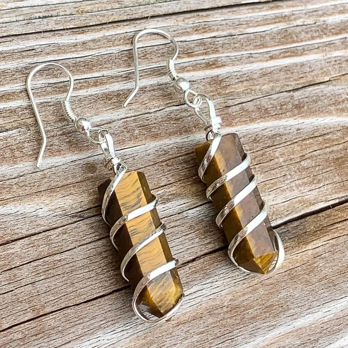 Earrings Magic Crystals Gemstone Spiral Wrapped Earrings