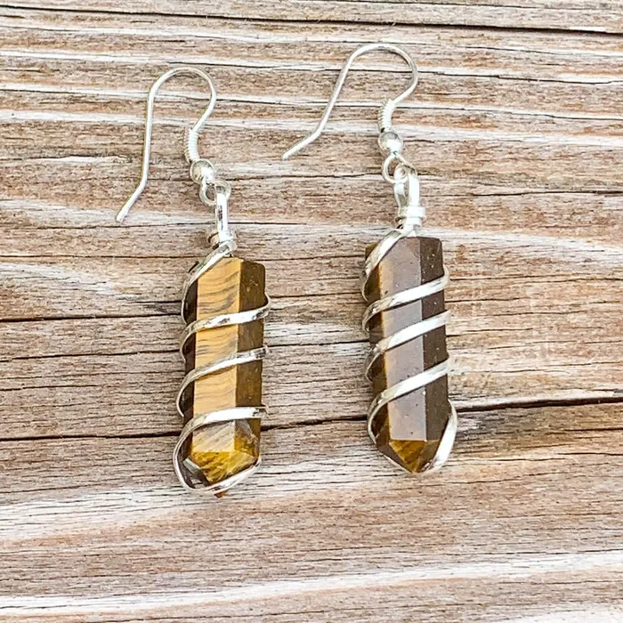 Earrings Magic Crystals Gemstone Spiral Wrapped Earrings