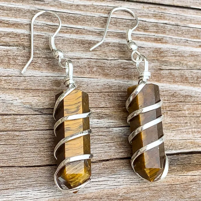 Earrings Magic Crystals Gemstone Spiral Wrapped Earrings