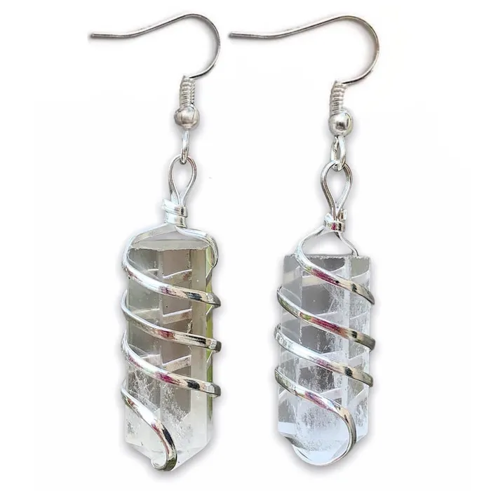 Earrings Magic Crystals Gemstone Spiral Wrapped Earrings