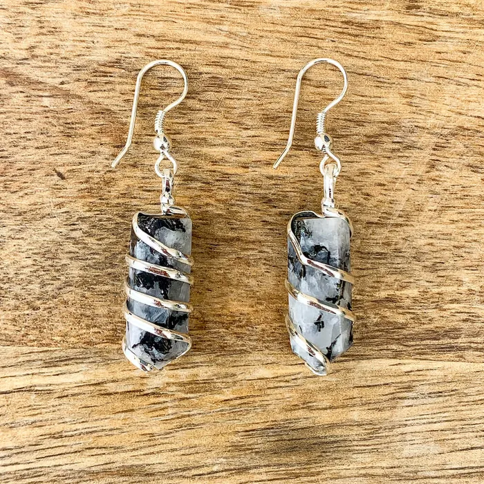 Earrings Magic Crystals Gemstone Spiral Wrapped Earrings